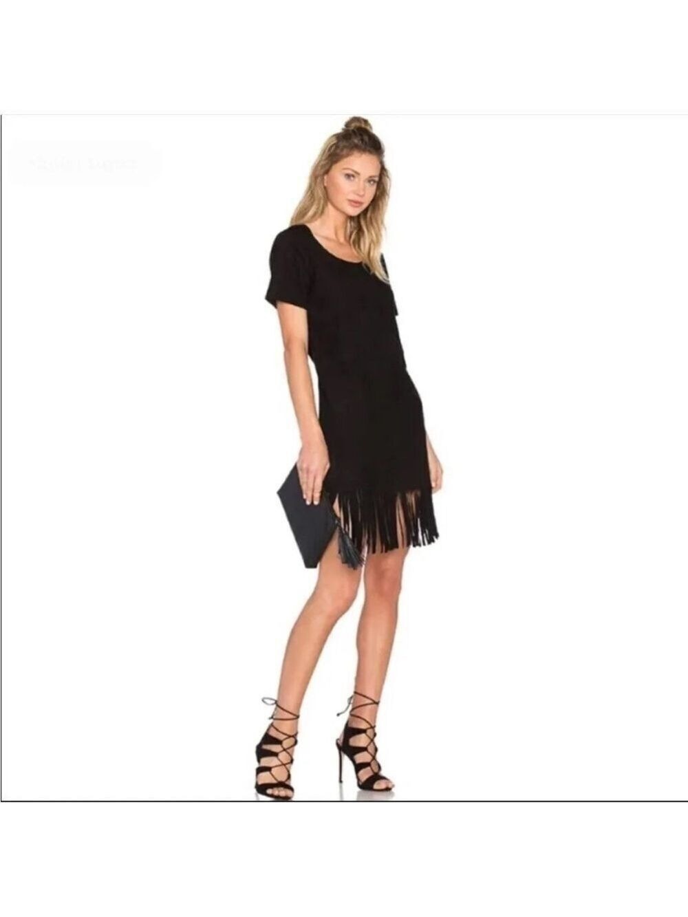 RtA Goat Leather Fringe Dress Small